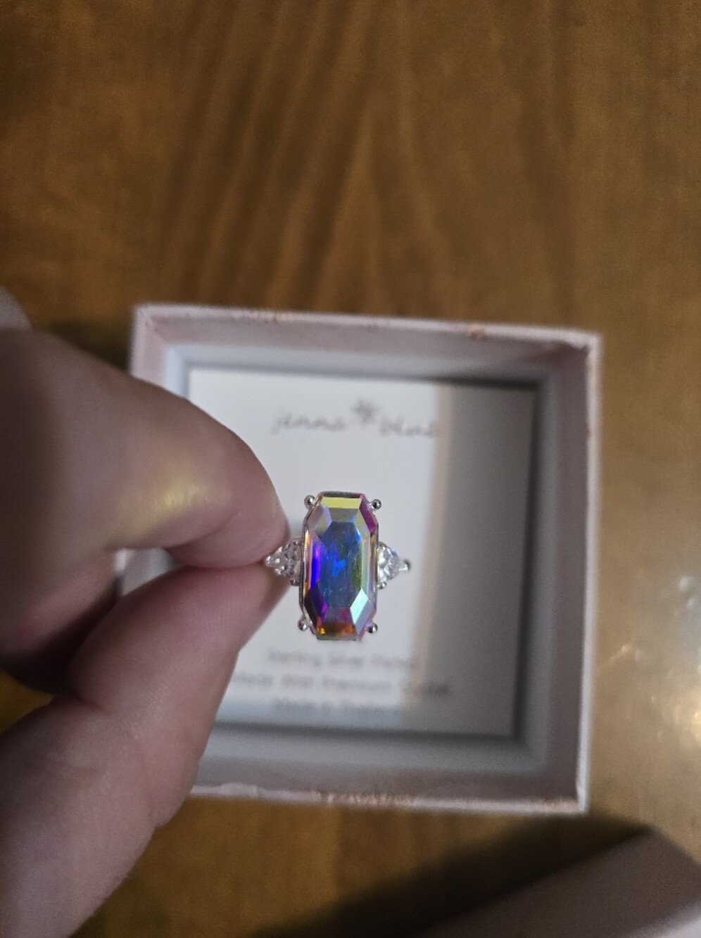 Iridescent Aurora Crystal Ring in Multicolor - Women's Statement Ring